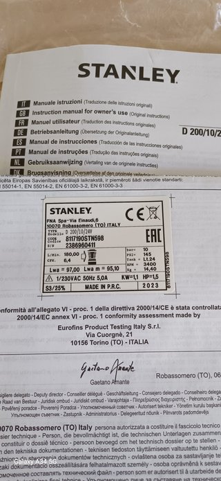 Compresor Stanley D200/10/24 Eléctrico