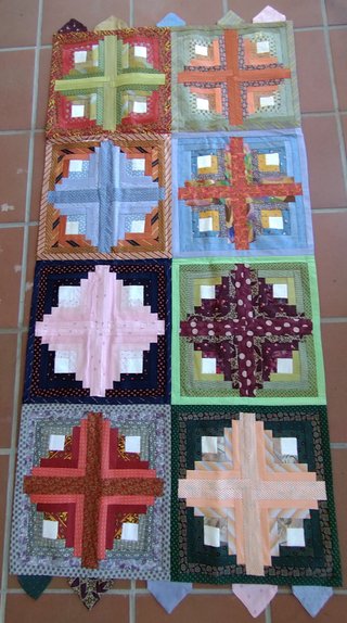Pie de cama seda natural patchwork