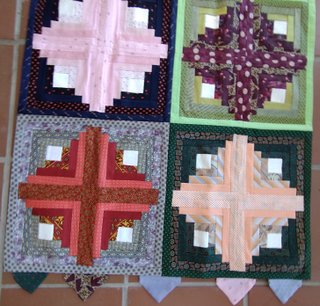 Pie de cama seda natural patchwork