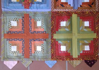 Pie de cama seda natural patchwork
