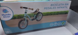 Bicicleta sin pedales infantil azul claro