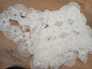 Juego crochet sofá y sillones blanco