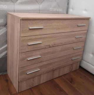 Sofá modular beige con 2 pufs