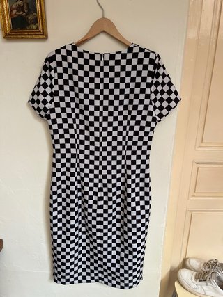 Vestido Coosy Cuadros Blanco y Negro Talla XL