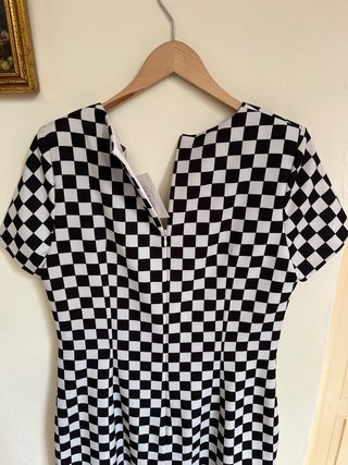 Vestido Coosy Cuadros Blanco y Negro Talla XL
