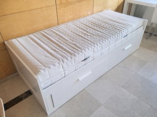 Cama individual supletoria blanca con cajones