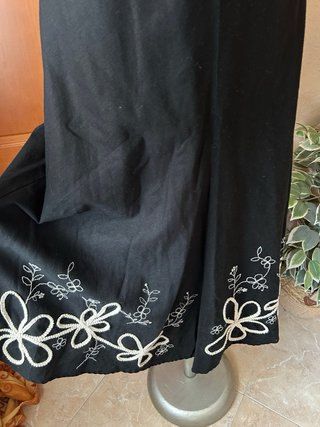 Vestido Negro Zara Talla L Algodón Lino