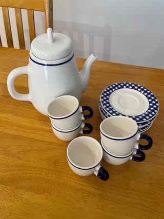 Vajilla Italiana Cerámica Azul y Blanca
