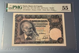 500 Pesetas 1951 España PMG 55