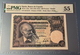 500 Pesetas 1951 España PMG 55