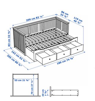 Cama doble blanca Ikea Hemnes