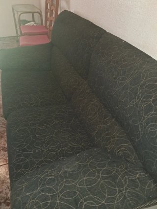 Sofá de 2 plazas tela gris y negro