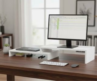 Soporte Monitor Madera Blanco