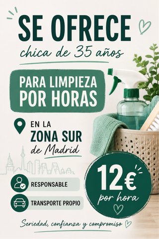 Limpieza por horas zona sur.
