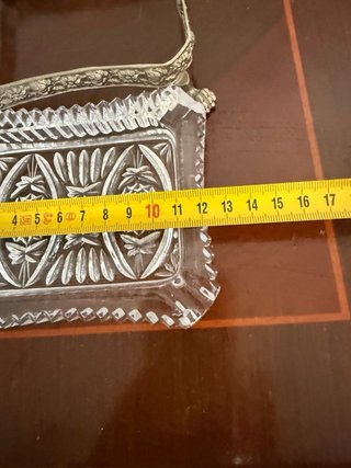 Cenicero de cristal y bronce siglo XIX