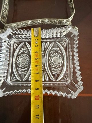 Cenicero de cristal y bronce siglo XIX