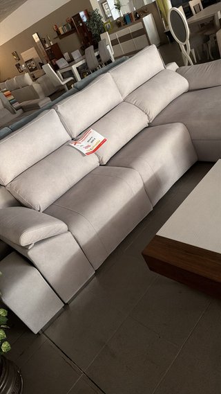 Sofá Chaiselongue Tela Beige/Gris