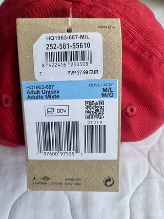 Gorra Jordan Roja Talla M/L Nueva