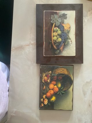 Quadri cucina legno frutta uva arance