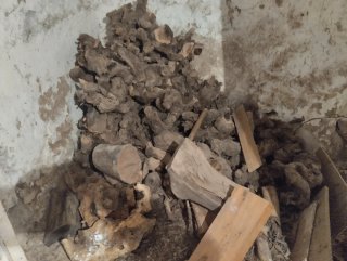 Cepas/raíces de vid y leña