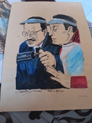 Disegno Totò e Peppino 2004 acquerello