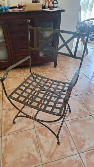 Mesa cristal y forja + 4 sillas