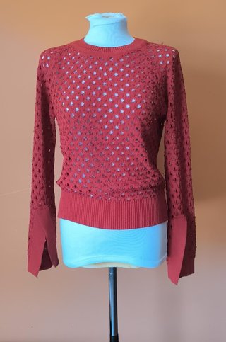 Jersey Zara Knit M Calado Rojo