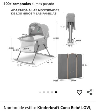 Cuna de viaje Kinderkraft gris