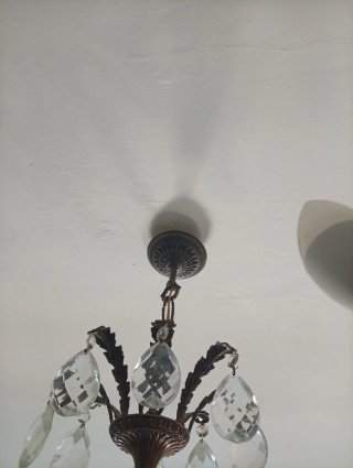 Lámpara de araña Mid-Century Cristal Metal