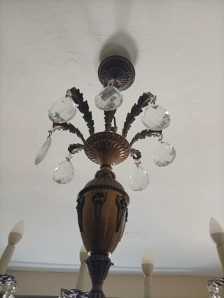 Lámpara de araña Mid-Century Cristal Metal