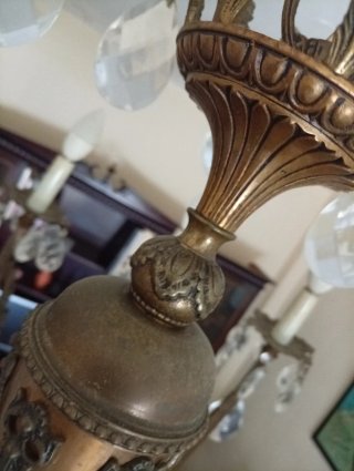 Lámpara de araña Mid-Century Cristal Metal