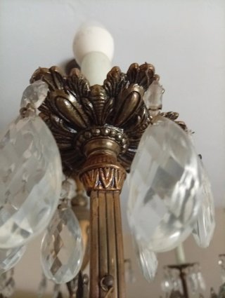 Lámpara de araña Mid-Century Cristal Metal