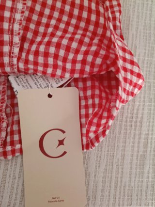Blusa Vichy Roja y Blanca Talla M