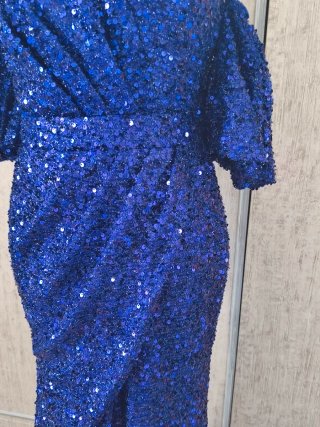 Vestido azul lentejuelas talla M