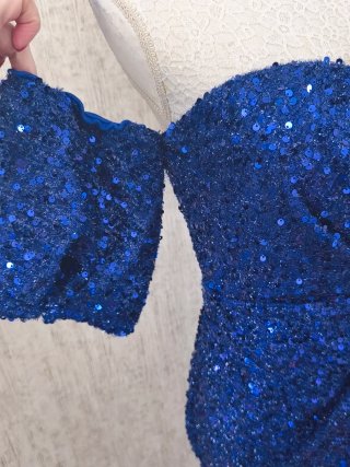 Vestido azul lentejuelas talla M