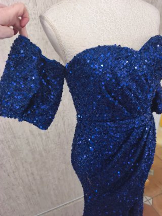 Vestido azul lentejuelas talla M