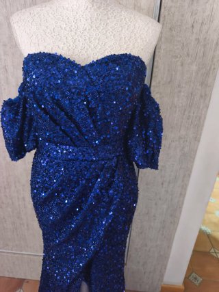 Vestido azul lentejuelas talla M