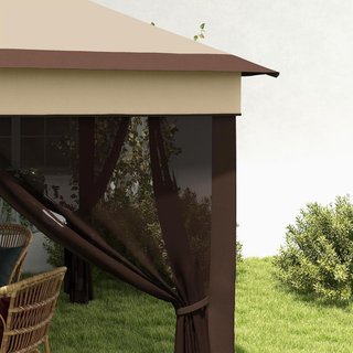 Toldo Plegable Pop up Con Mosquiteras Extraíbles, Altura Ajustable Y Bolsa De Transporte, Toldo De Exterior En Acero Y Tejido Oxford, UV 30+, Para Jardín, Fiestas, Camping, Café Beige