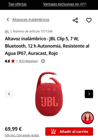 Altavoz JBL Clip 5 Negro Nuevo