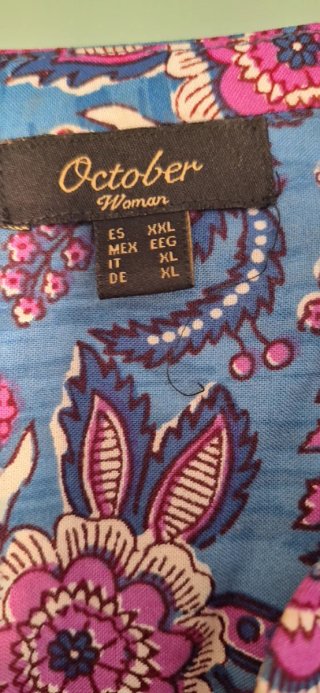 Tunica stile folk blu e rosa