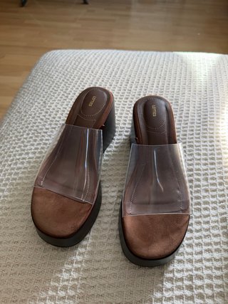 Sandalias cuña Lefties transparentes
