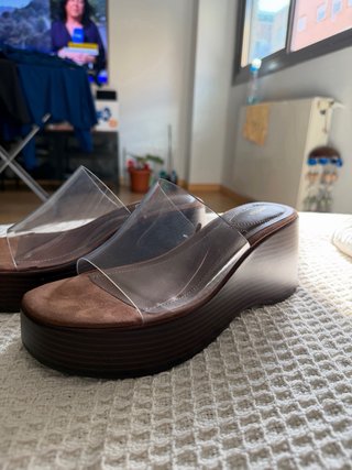 Sandalias cuña Lefties transparentes