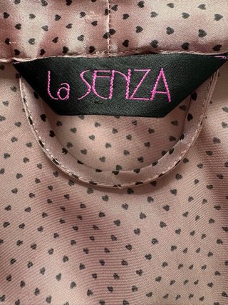 Bata La Senza Satinado Lila Corazones Negras T42