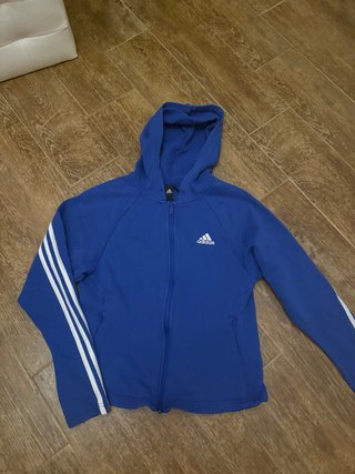 Felpa Adidas blu con zip e cappuccio