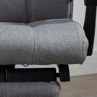 Silla De Oficina Calefactable Con 5 Modos Y 6 Puntos De Masaje, Sillón Ergonómico Con Respaldo Reclinado A 155° Y Reposapiés, Gris