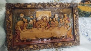 Quadro Ultima Cena Gesù Legno Intagliato