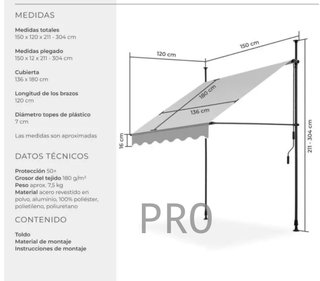 Toldo plegable para balcón