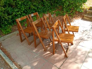 Conjunto 6 Sillas Madera Plegables