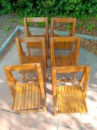 Conjunto 6 Sillas Madera Plegables