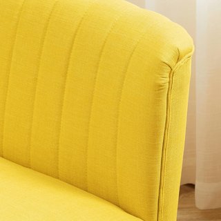 Sofá de 2 Plazas en Tela Efecto Lino Sin Brazos Diseño a Rayas, Sofá de 2 Plazas Acolchado Ahorra Espacio Moderno con Patas de Caucho para Sala de Estar, 117X56.5X77 Cm, Amarillo